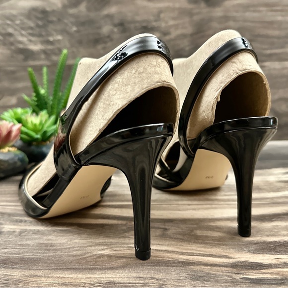 NIB Calvin Klein Geena2 Asymmetrical Strap Slip On Black Patent Pump Heels 8M - Picture 8 of 12